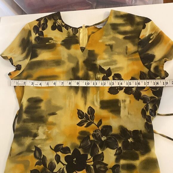 Vintage 90's Joni Blair Yellow Floral Tie Back Maxi Dress Size Medium - Picture 12 of 15